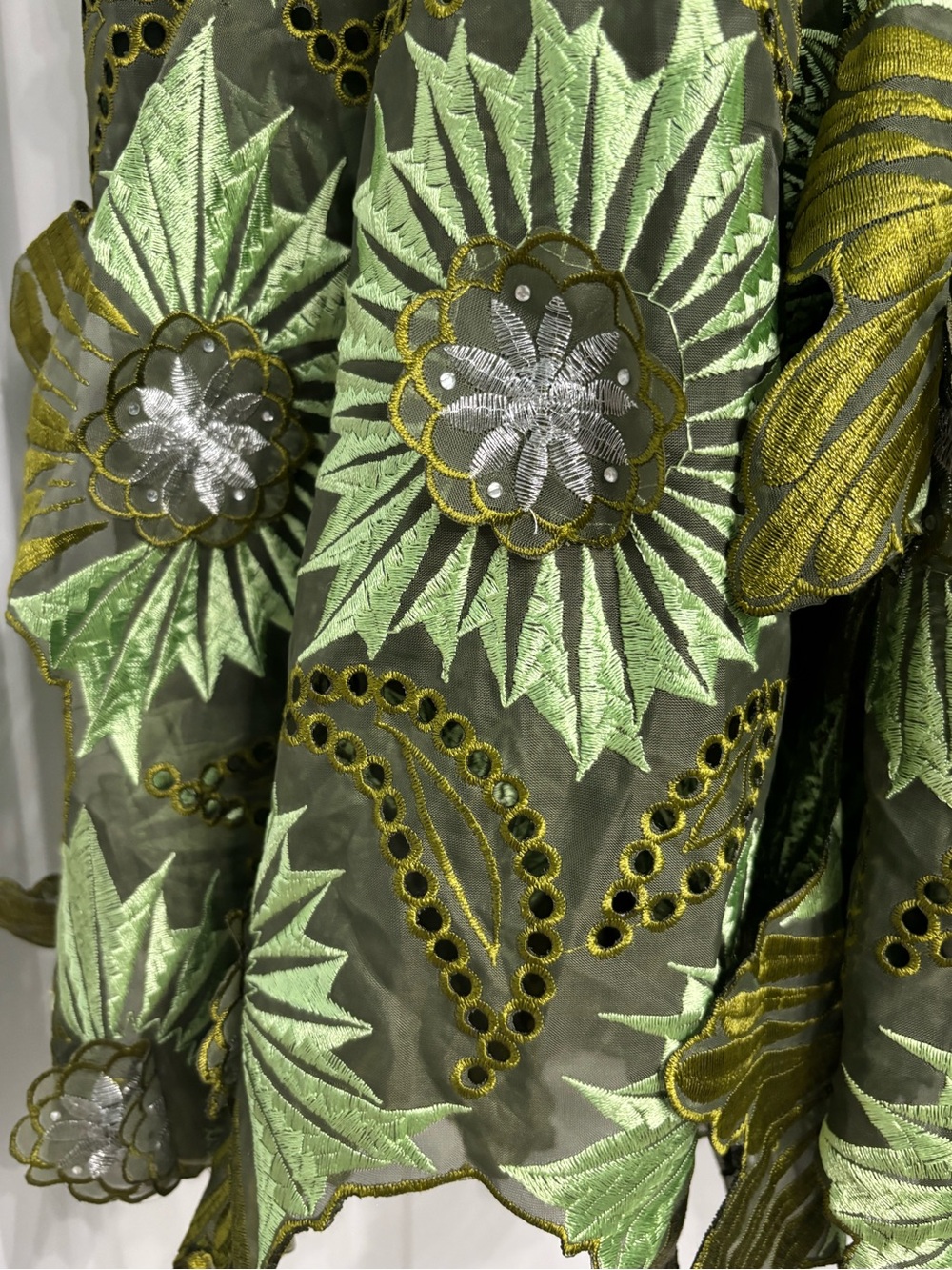 Green Floral Eyelet Maxi Skirt - Picture 3 of 6
